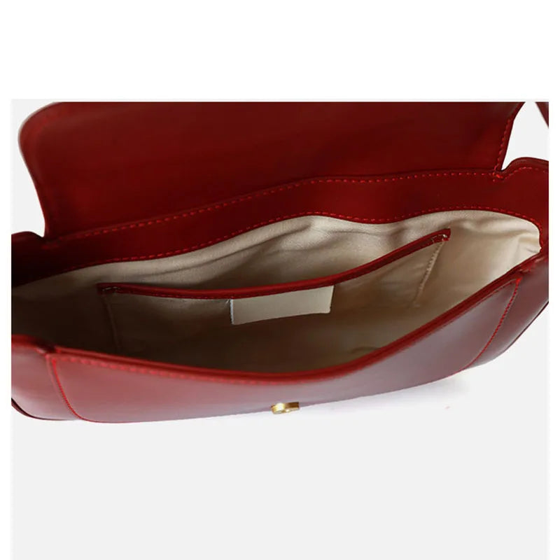 genuine Leather women shoulder bag cowhide material black cream burgundy colors leather strap purse for girl