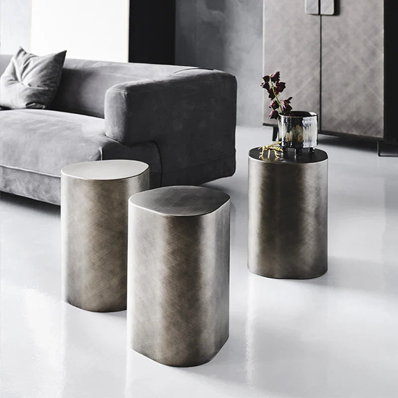 italian design antique graphite steel coffee table silver gold metal side table for living room modern