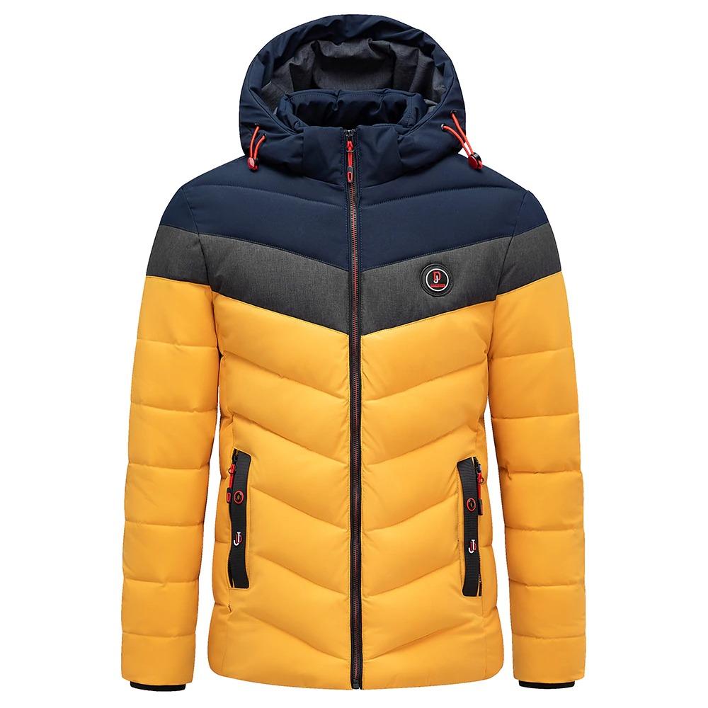 Yellow Men's Hooded Puffer Jacket