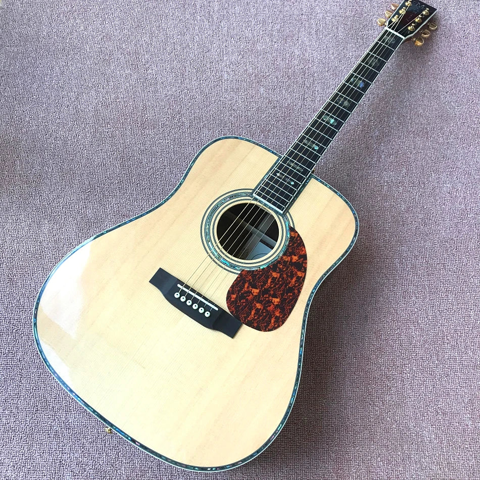 new solid spruce top acoustic guitar D type 45 model 41" guitar abalone inlaid, abalone binding Top & back,Electr, free delivery