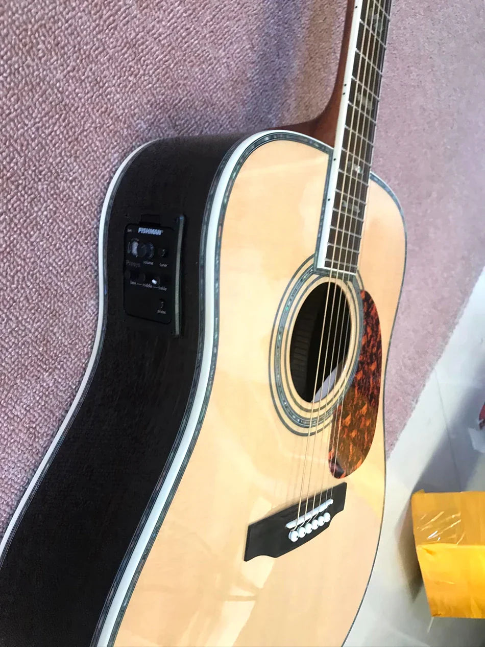 new solid spruce top acoustic guitar D type 45 model 41" guitar abalone inlaid, abalone binding Top & back,Electr, free delivery