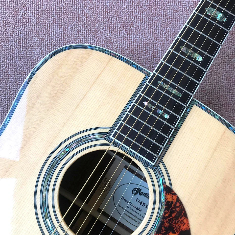 new solid spruce top acoustic guitar D type 45 model 41" guitar abalone inlaid, abalone binding Top & back,Electr, free delivery