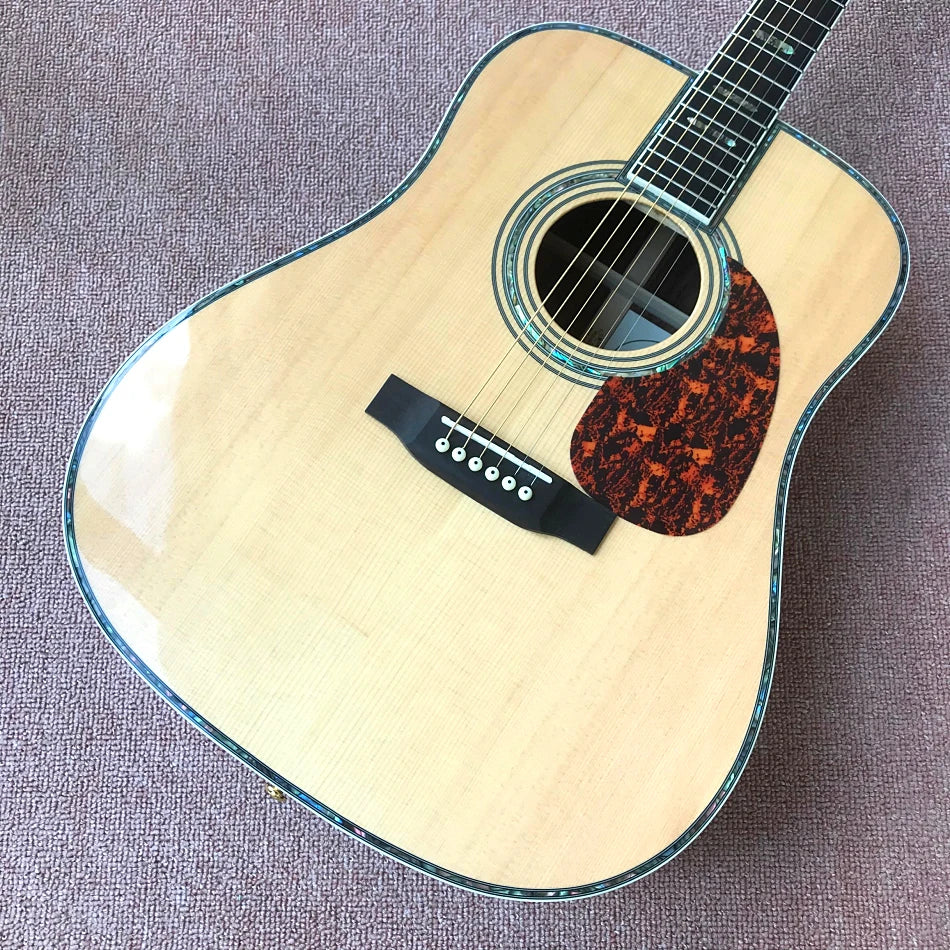 new solid spruce top acoustic guitar D type 45 model 41" guitar abalone inlaid, abalone binding Top & back,Electr, free delivery