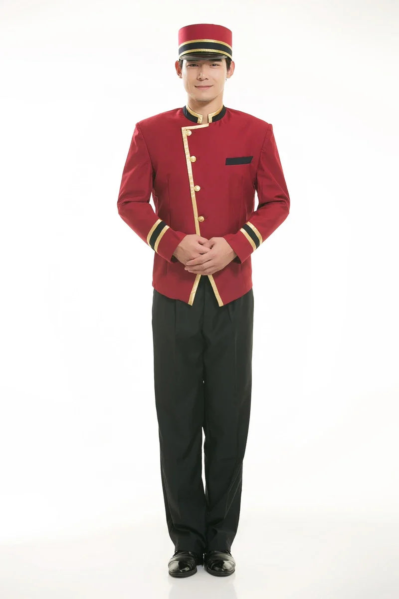 red hotel uniform for men hotel reception uniform for men hotel receptionist hotel waiter clothes