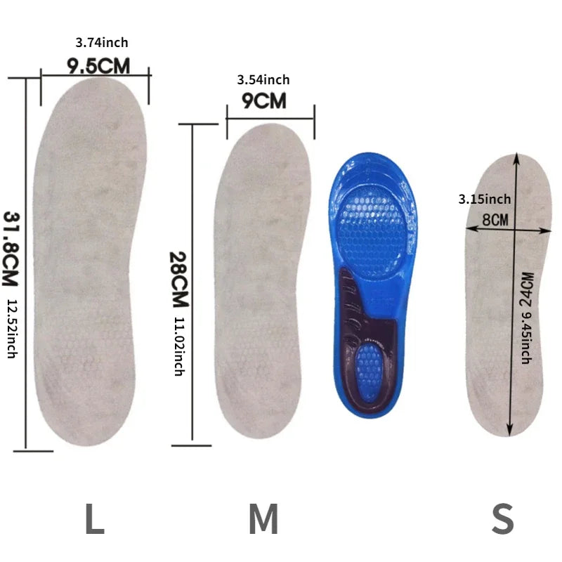 shock-absorbing insole Orthotic Arch Support Foot Pain Massaging Silicone Gel Soft Sport Shoe Anti-Shock Insoles Pad Man Women