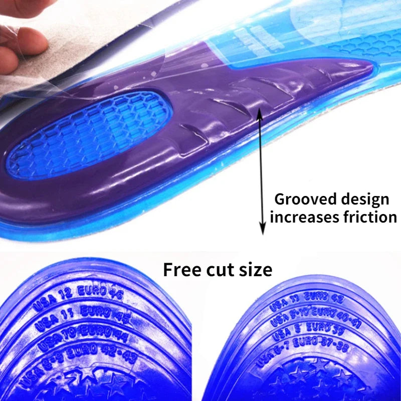 shock-absorbing insole Orthotic Arch Support Foot Pain Massaging Silicone Gel Soft Sport Shoe Anti-Shock Insoles Pad Man Women