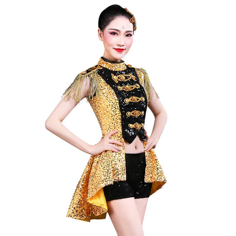 stage costume red tassels bikini costumes nightclub bar dj singer sexy  party jazz dance performance clothing