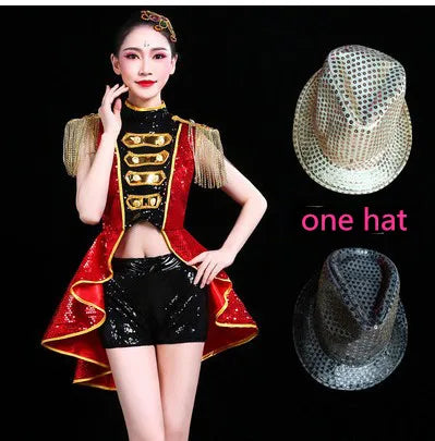stage costume red tassels bikini costumes nightclub bar dj singer sexy  party jazz dance performance clothing