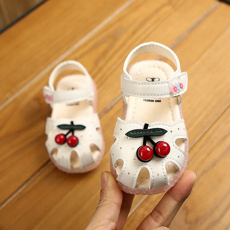 summer cartoon children's sandals Baotou girls baby cherry sandals soft bottom baby shoes